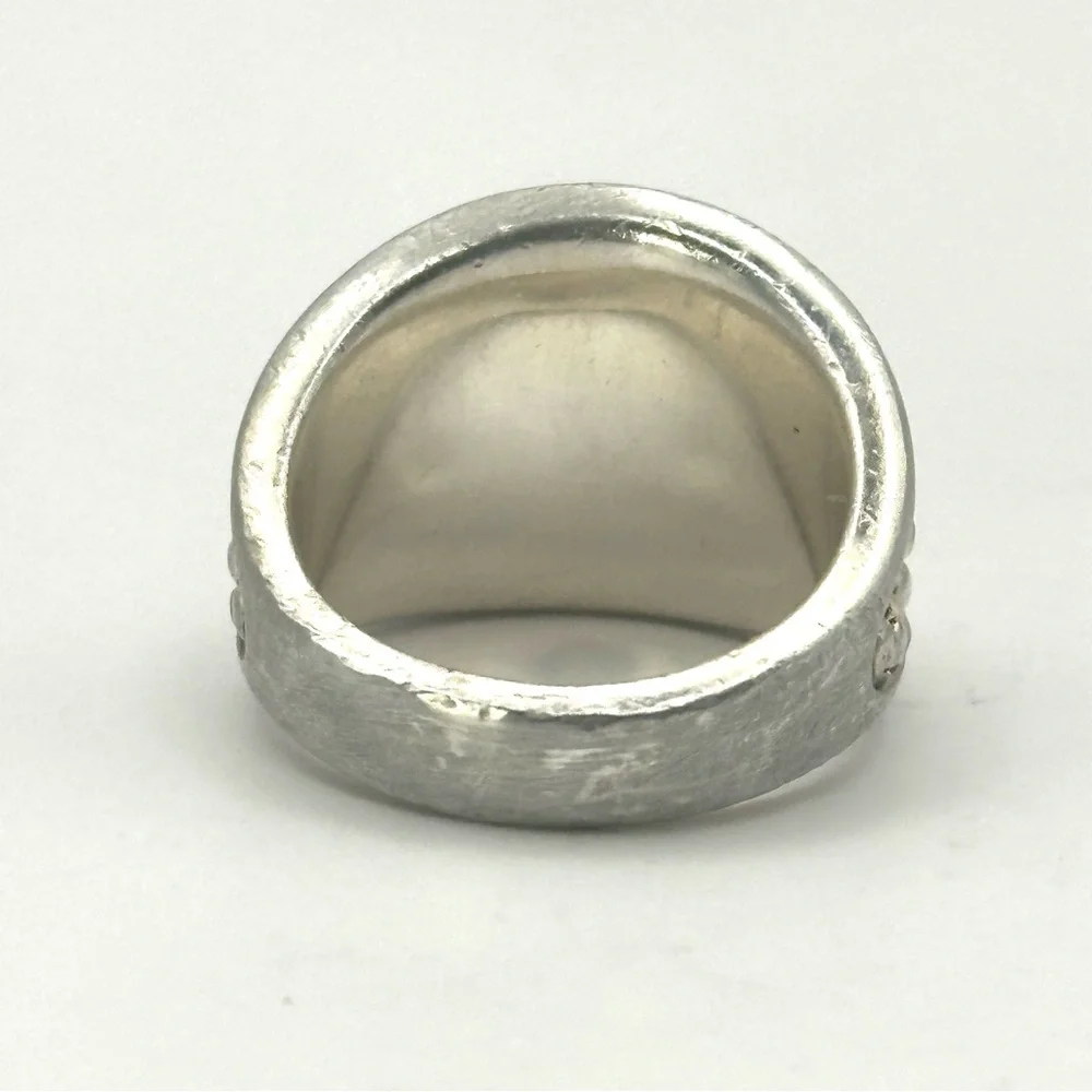 Lagos Signature Caviar Sterling Silver Beaded Concave Ring Size 7